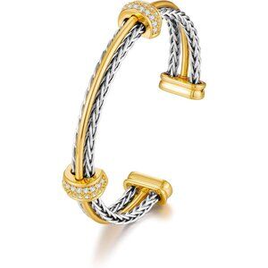 Gold And Silver Bracelets For Women With Braided Design Chic Gold Bangle Stateme